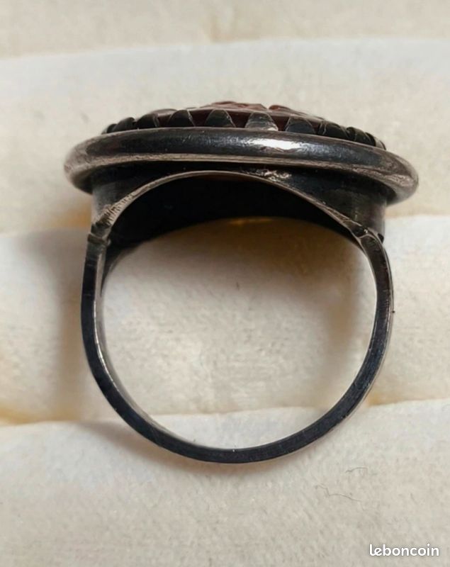 Bague Vintage En Émail De Limoges - Argent Sterling, Taille 54 - Bijou Ancien Et Unique