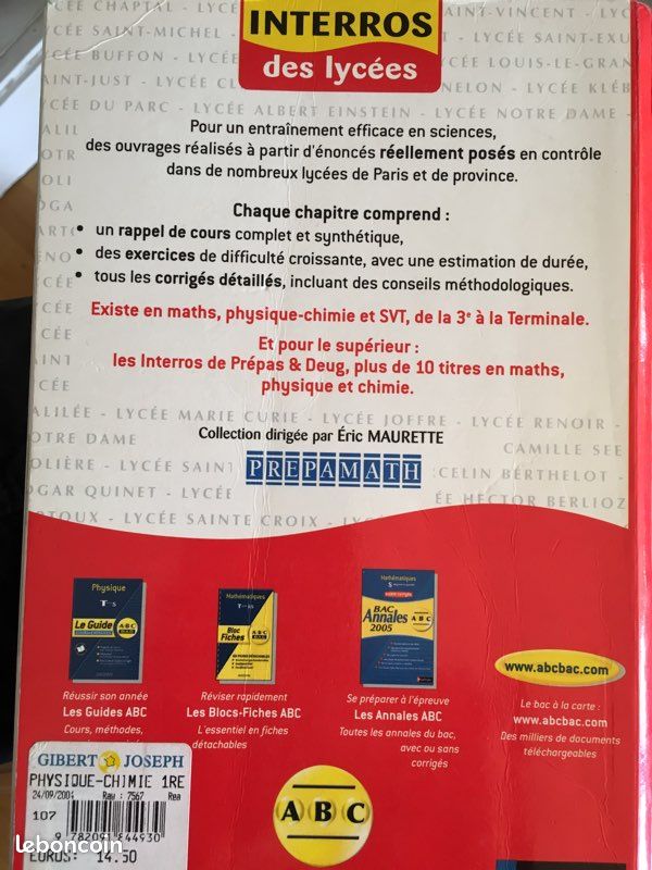 Physique Chimie 1ère interros des lycées : offert pour tout achat (image 2)