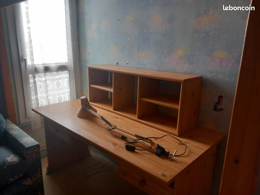 Mezzanine avec bureau étagère pour mettre au dessus du bureau plus bibliothèque plus meuble TV sur roulettes avec escalier Bon état déjà démonté je suis au RDC (image 2)