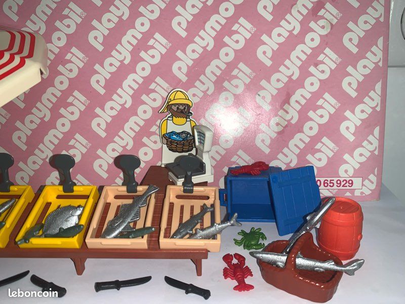 PLAYMOBIL Vintage Série Rose - Époque 1900, Cliente Et étal à Poissons - Set 5342 De 1996 - Occasion