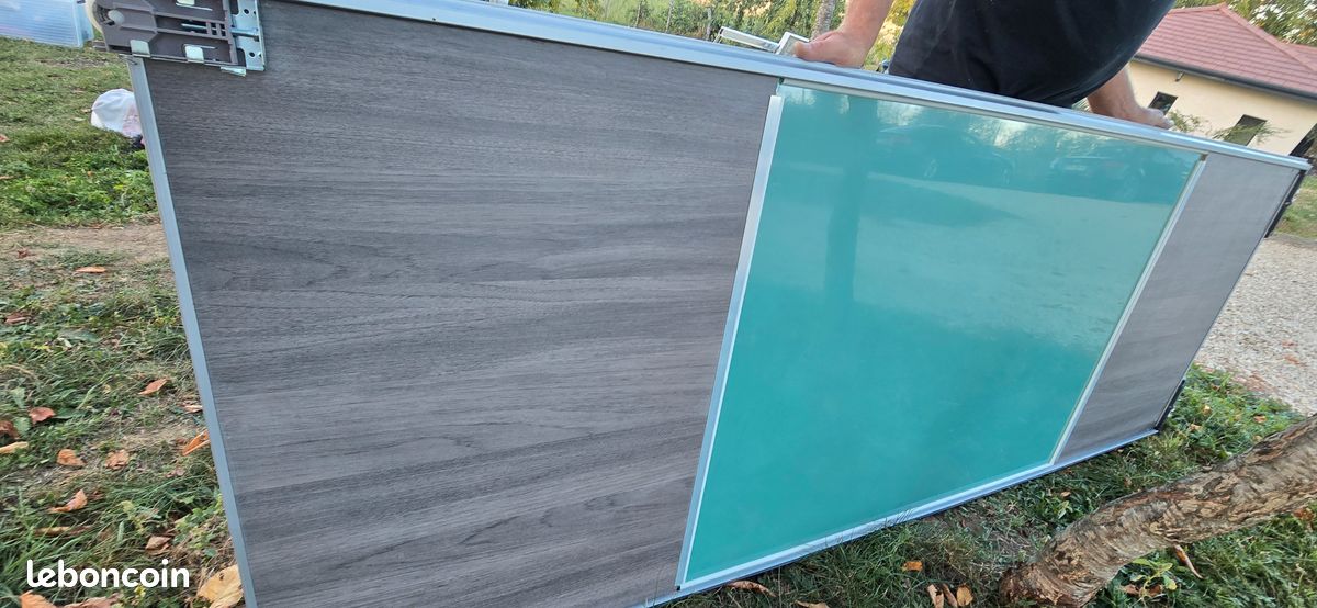 Lot de 3 portes coulissantes de placard avec profilés aluminium (image 5)