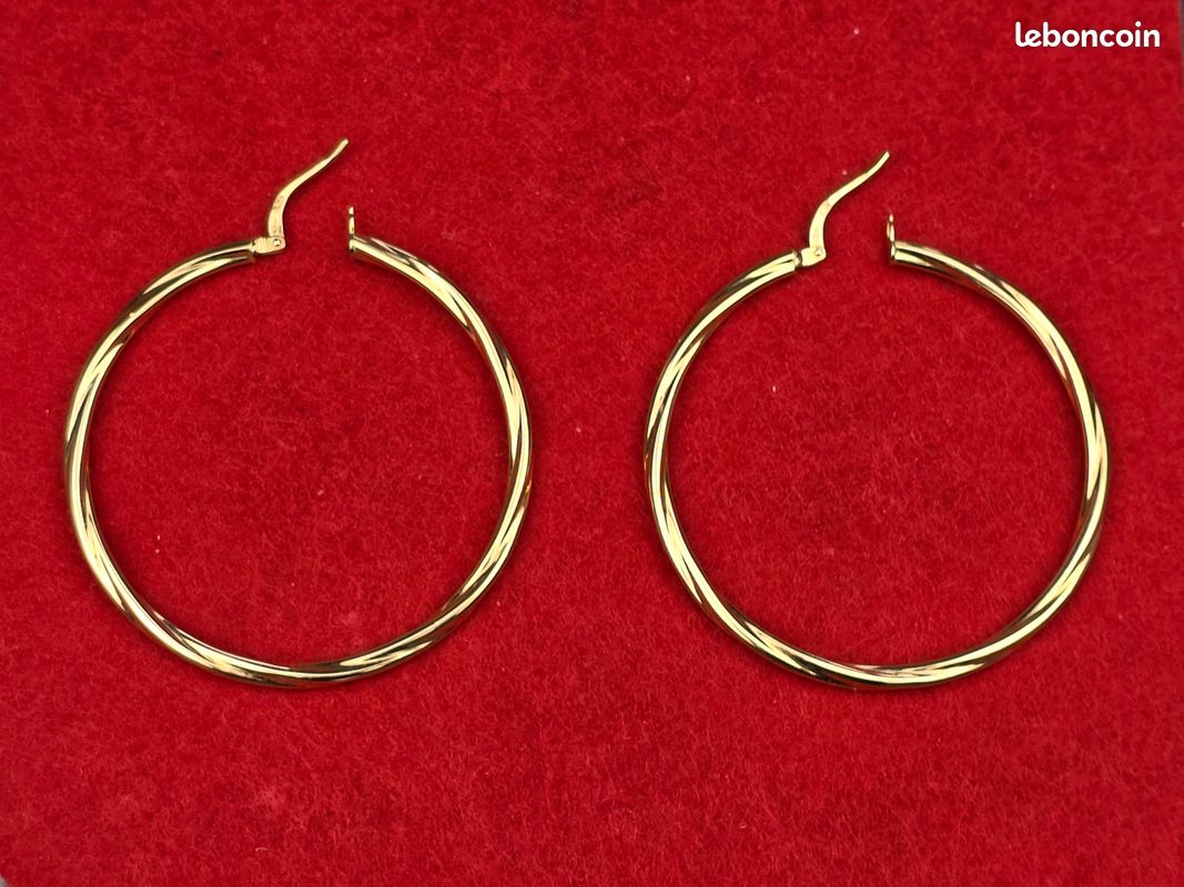Créoles Torsadées En Or Jaune 18 Carats - Occasion En Très Bon état