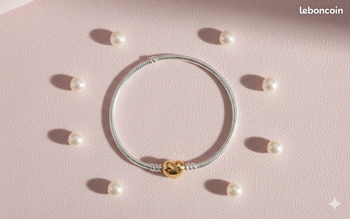 Bracelet Serpent Argent 925 Avec Fermoir Cœur - Pandora - Porté Seulement 4 Fois