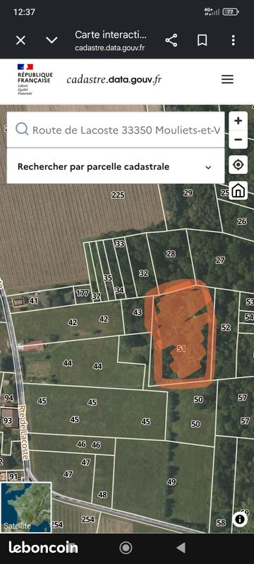 Bois de 8620 m2 avec pylône de palombière · à Mouliets-Et-Villemartin · 8 900 €