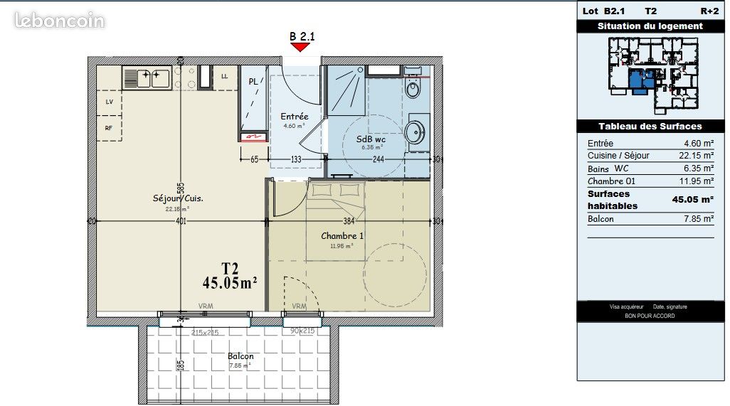 Appartement a louer metz - 2 pièce(s) - 45 m2 - Surfyn