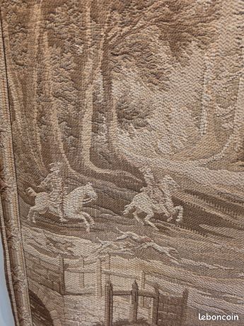 Grande Tapisserie Murale Française Vintage - Chasse Médiévale - 100% Coton - Décor Maison Rétro