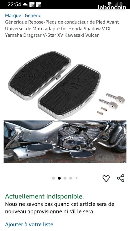 Repose pied passager pour Honda 125 VT Shadow - Speck Moto Pièces
