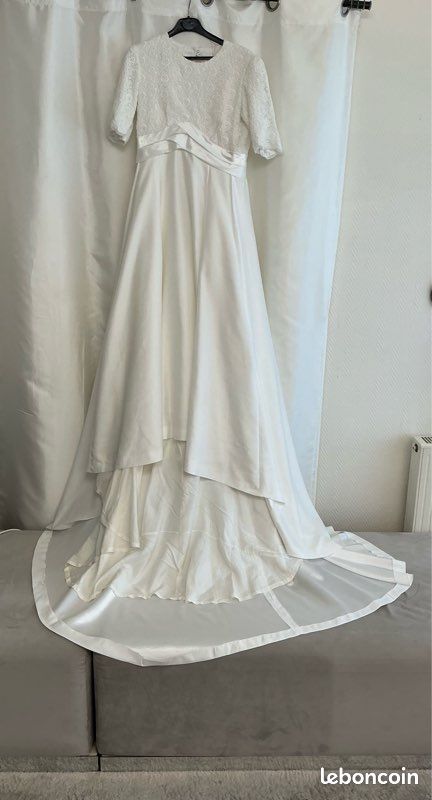 Robe de mariée vintage avec jupon et voile 38/42 (image 8)