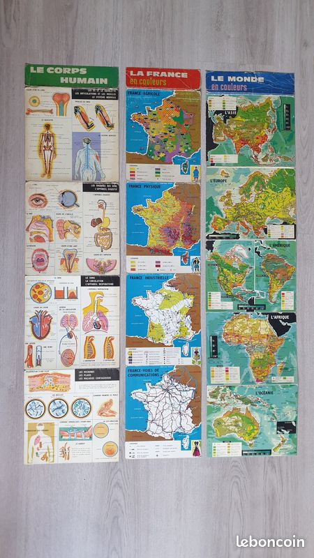 3 cartes pédagogiques pliantes - vintage - (image 2)