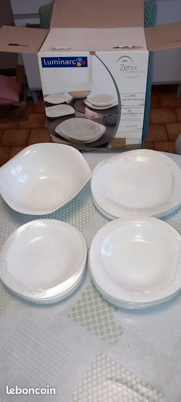 Assiette plate - LUMINARC - Leontine - Verre trempé - Blanc - 6 pièces - Maison