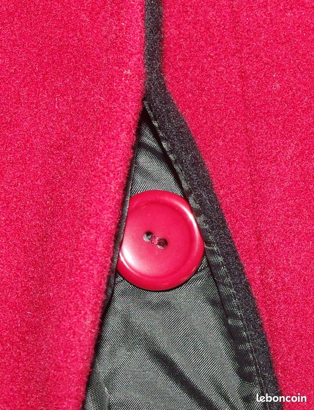 Manteau en laine et cachemire rouge et noir un jour ailleurs t 1 comme neuf (image 6)