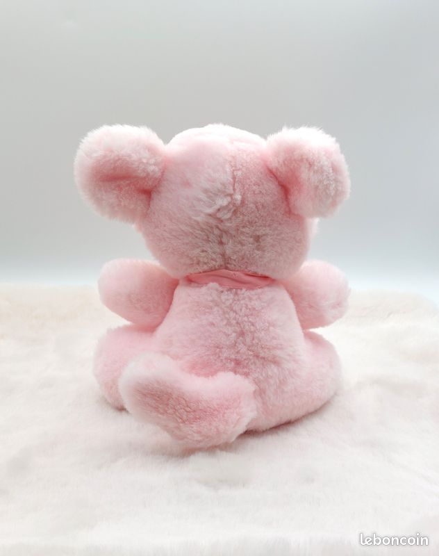 Peluche Ancienne Nounours Rose - 25 Cm - Ours Vintage Collection