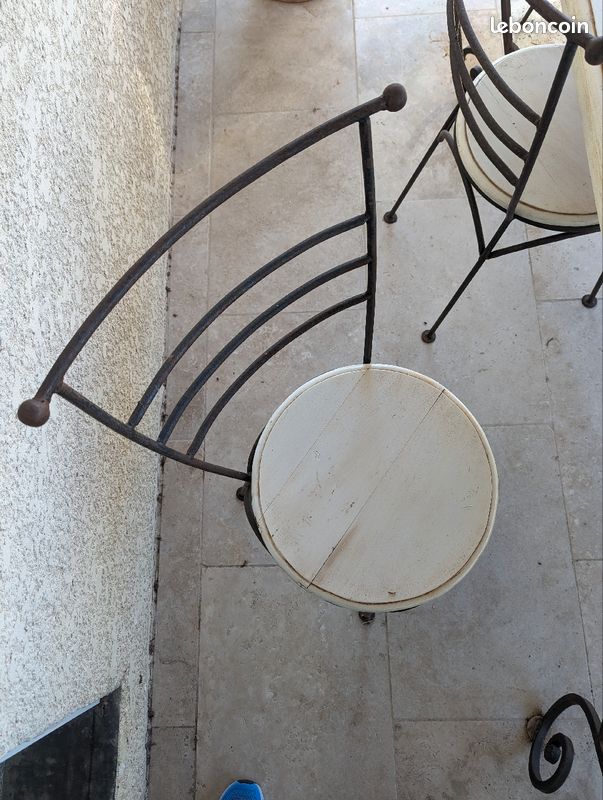 Table fer forgée et plateau chêne (image 6)