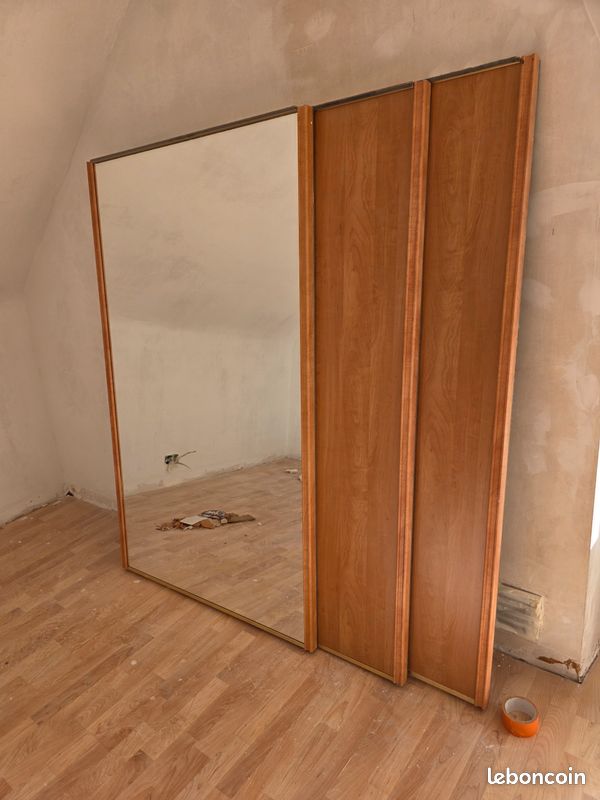 Portes de placard 2 vantaux 1 miroir pièce mansardée (image 1)