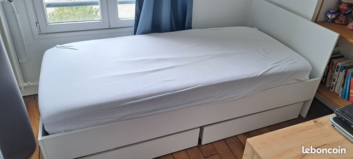Lit Emma neuf 200x90 + sommier + matelas grand confort + tiroirs (image 1)