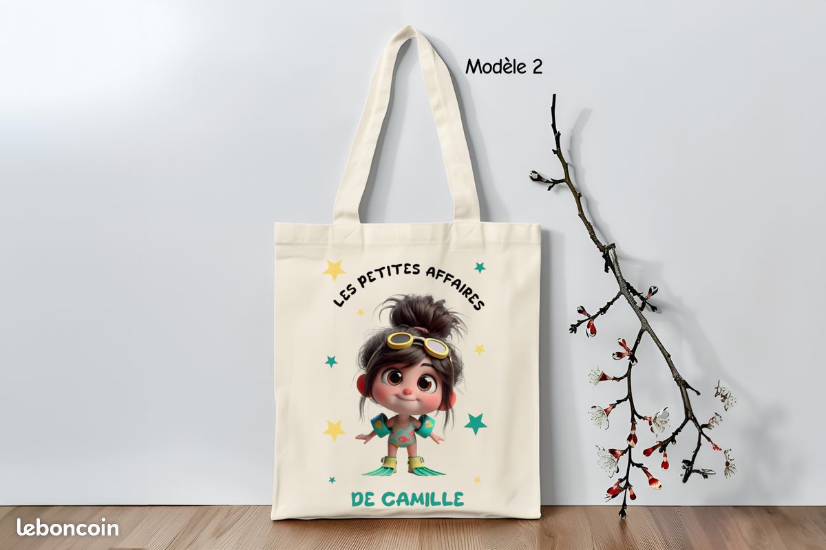 Tote bag enfant personnalisé, sac de piscine fille personnalisé, sac de sport personnalisé (image 2)