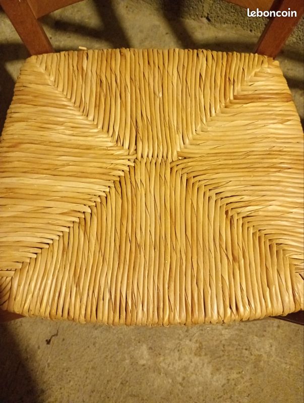 Lot de 4 chaises en bois et paille avec motif cœur (image 6)