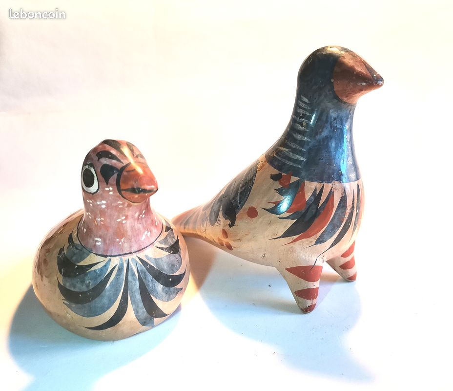 2 Pigeons céramique Mexique Tonalá d’Art traditionnel populaire (image 2)