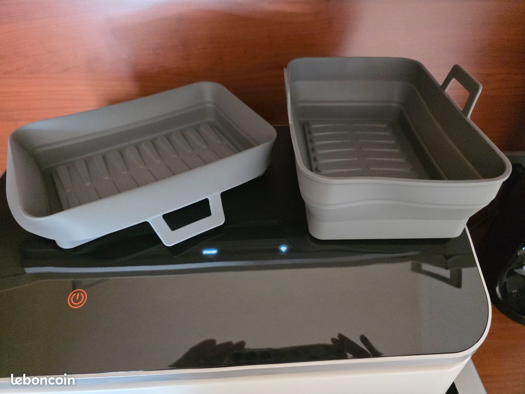 Lot De 2 Plats Air Fryer Rectangulaires Silicone PORTENTUM - Accessoires Dual Zone Sans BPA