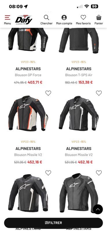 Blouson MISSILE V2 ALPINESTARS noir blanc - , Blouson moto cuir