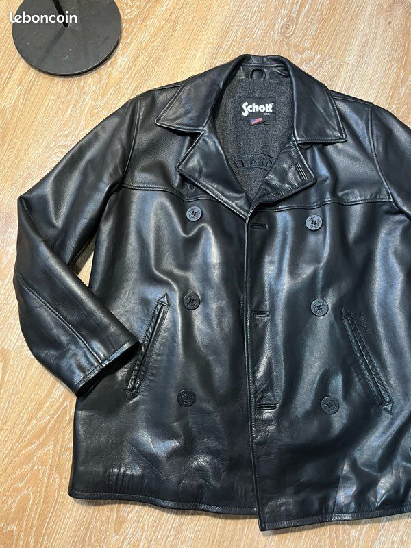 Caban Cuir Schott LC1340 Vêtements