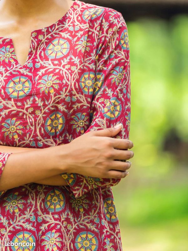 Kurti Top Tunique Femme - Imprimé Bohème | Style Indien Confy & Élégant