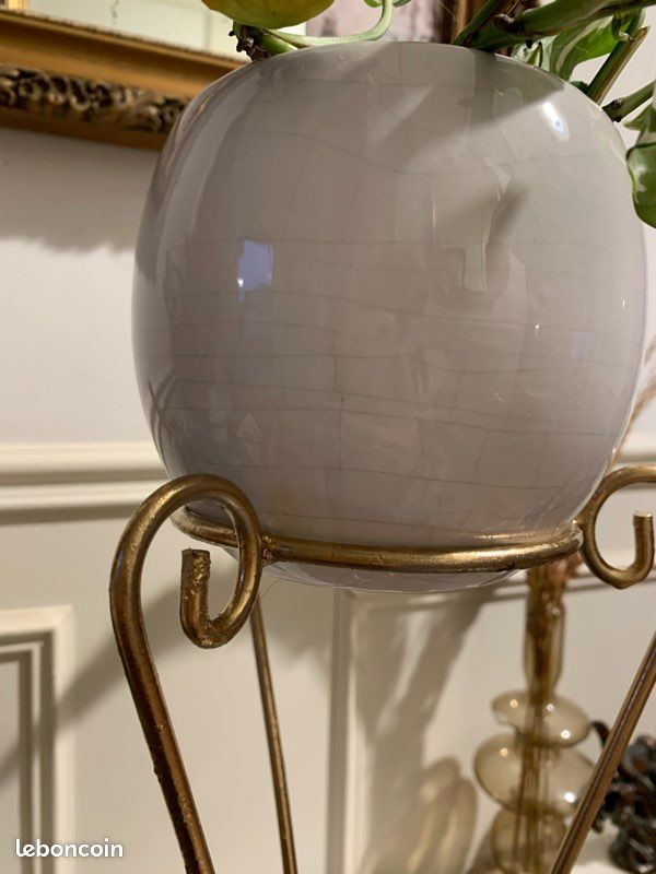 Vintage/ancien- support pot de fleurs 🌷 fer 😍 doré 🥰 art déco vintage fermette (image 4)