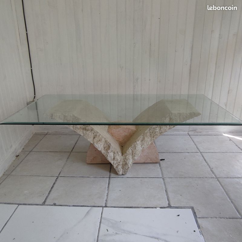 Table basse verre et albatre (image 1)