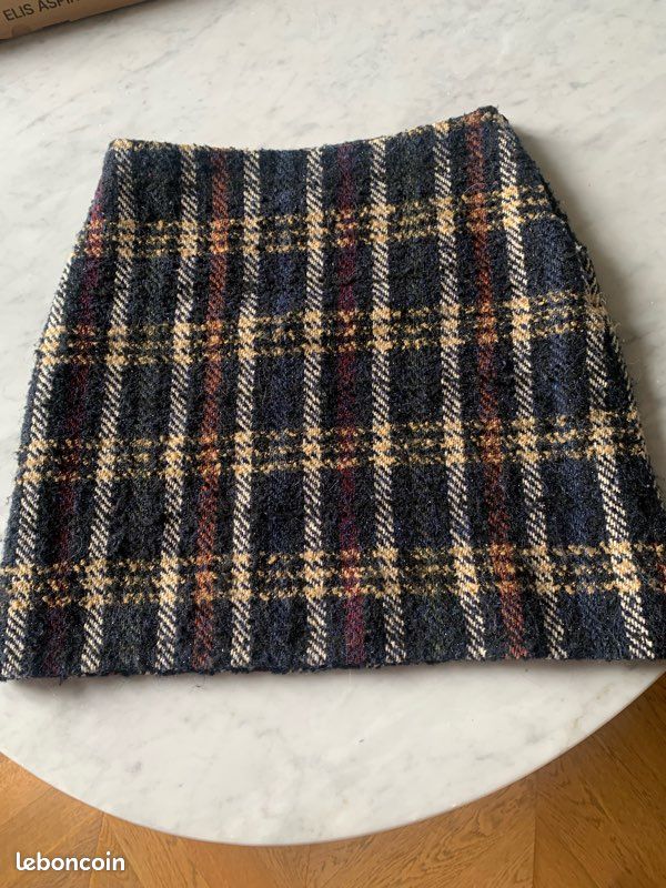 Jupe Kookaï Portefeuille Tweed Laine - Taille 38 - Courte Bi-matière - Comme Neuve