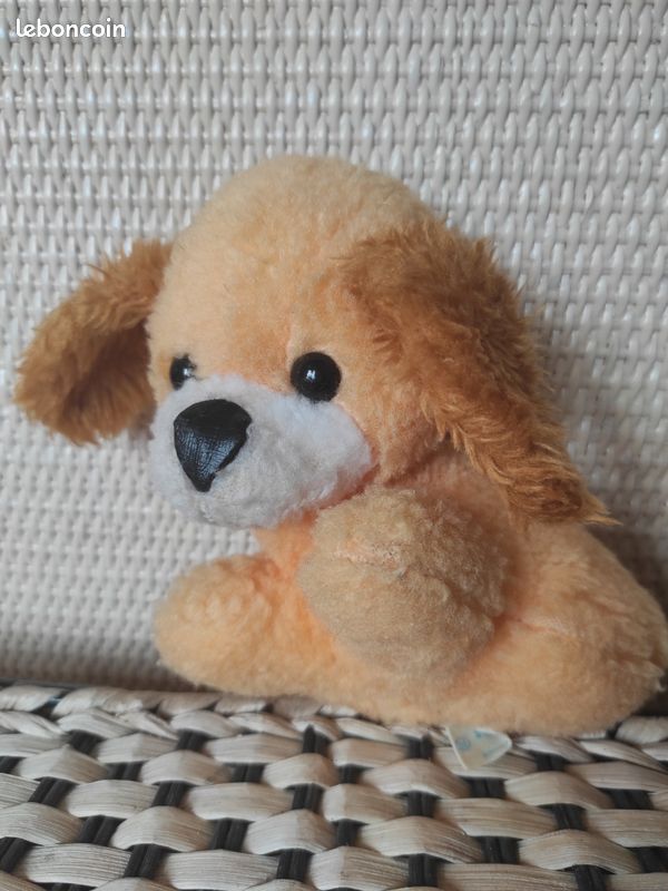 Ancien Ours Ou Chien En Peluche Bicolore - Mohair Beige Et Noir - Années 30 - Collection