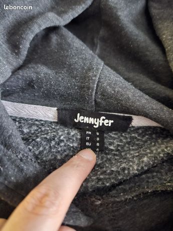 Pull Jennyfer Taille 34 Gris "boudeuse" - Sweat Occasion En Très Bon état