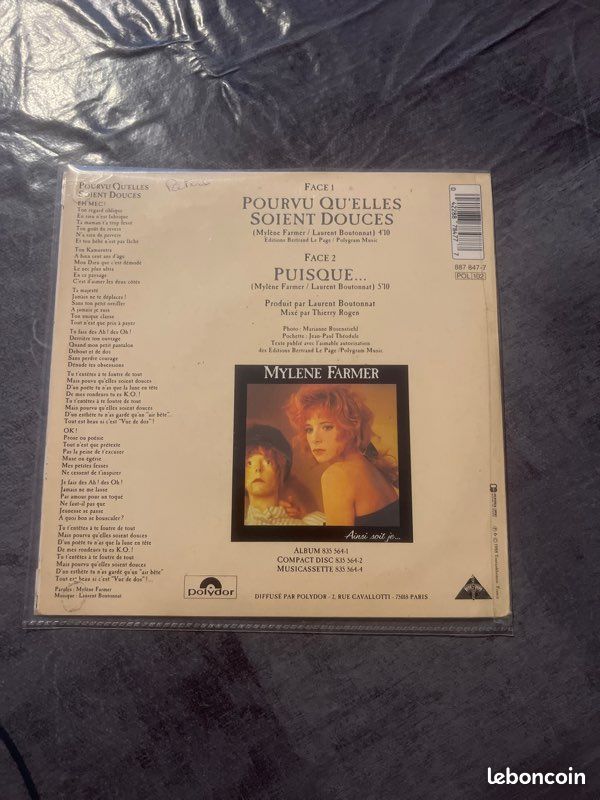 Mylène Farmer Pourvu qu’elles soient douces 45 tours (image 2)