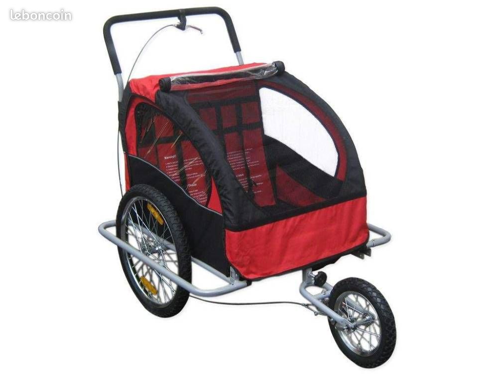 Remorque vélo Jogger - 2 en 1 - Pour 1 ou 2 enfants - Neuve - Livraison gratuite en Europe (image 1)