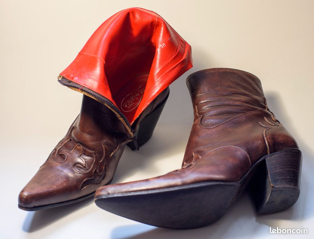 Bottines Vintage Free Lance Pointues – Taille 36 Rouge – Cuir Vernis, Talon Très Haut