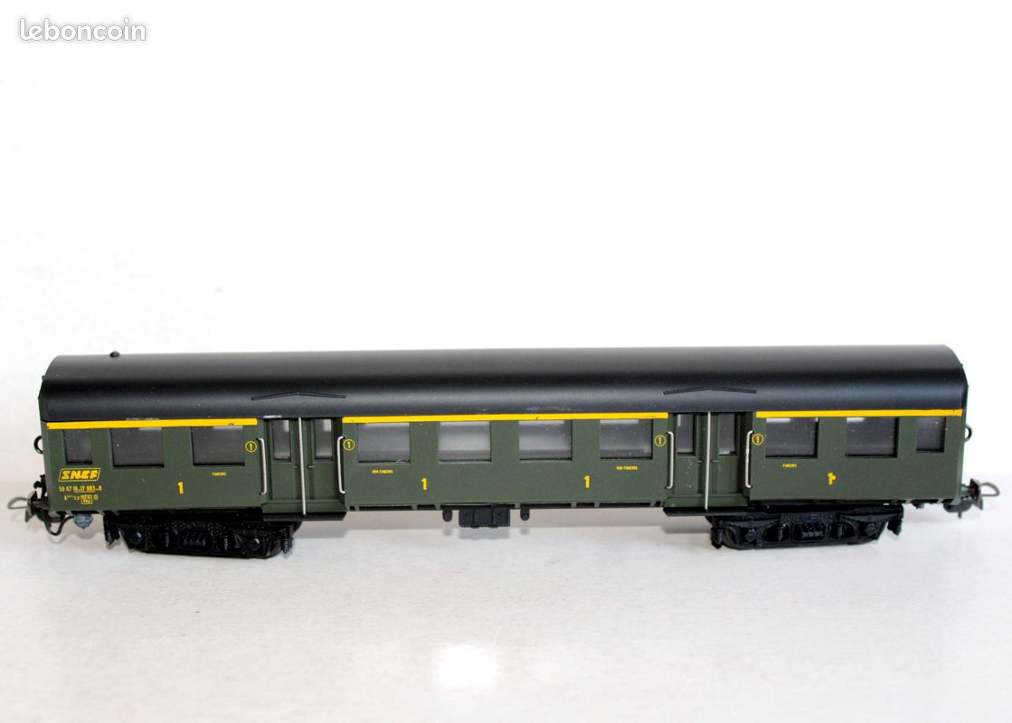 Wagon MMM RG HO - Compartiment à Guérite, Voiture Voyageur 1e Classe SNCF (A4, Vintage France)