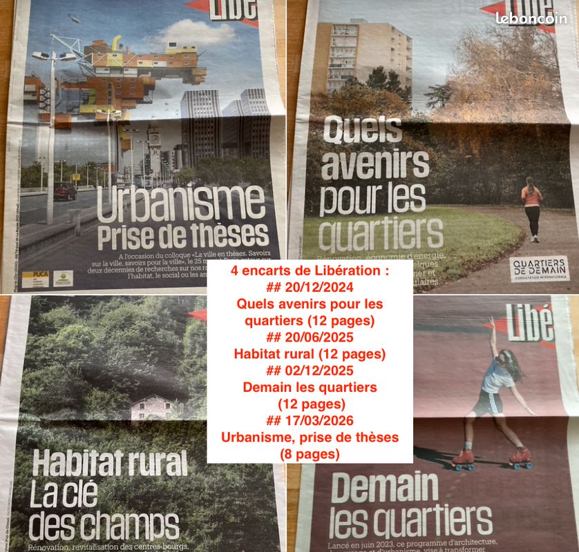 LA VILLE / URBANISME / TRANSPORTS / MOBILITÉ / AMÉNAGEMENT du TERRITOIRE : 1 livre 2 Revues / 1 Journal / 15 Suppléments-encarts (Libération/Le Monde) / 1 dépliants et 3 Cartes Postales (1970/2025 / (image 2)