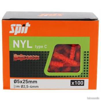 Boite de 100 cheville légère en nylon avec collerette 5X25 (image 1)
