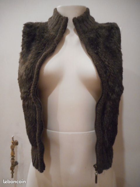 Gilet court fausse fourrure et tricot taille 1 (image 3)