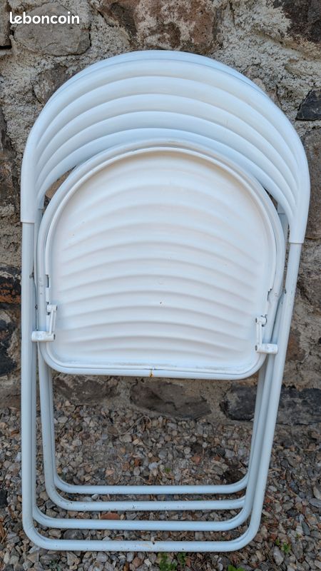 Paire de chaises de jardin pliantes vintage rétro 1970 - Style Space Age / Design Italien – plastique bon état (image 9)