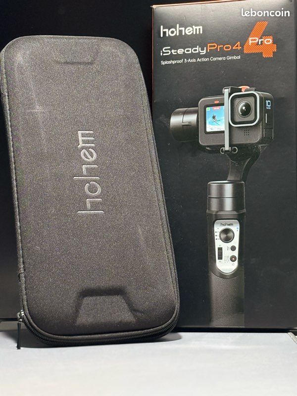 Hohem ISteady Pro 4 – Gimbal 3 Axes Étanche IPX4 Pour GoPro Hero 13/12/11/10/9/8/7/6/5/4/3, DJI Osmo Action, Insta360 ONE R – 14h D'Autonomie, Montage Ultra Rapide