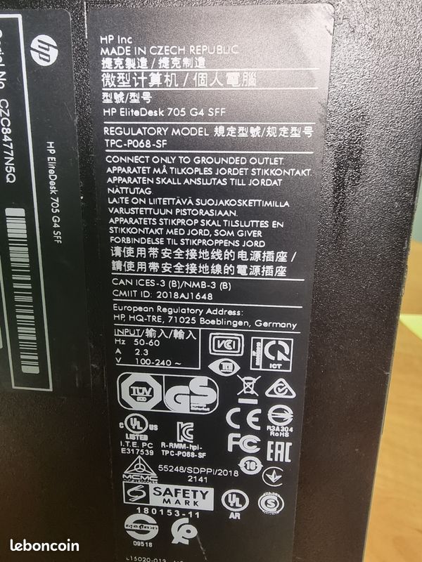 Ordinateur De Bureau HP 705 G2 SFF A10-8750B 4GHz 8Go - 2To SSD Wifi W10 Avec Ecran 24
