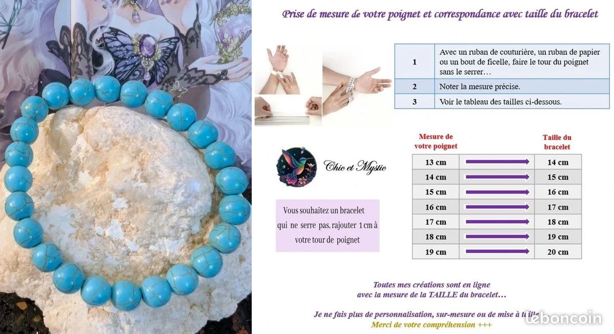 Bracelet Personnalisé En Perles D'howlite Turquoise Et Laiton - 6mm, Fait Main - Homme/Femme