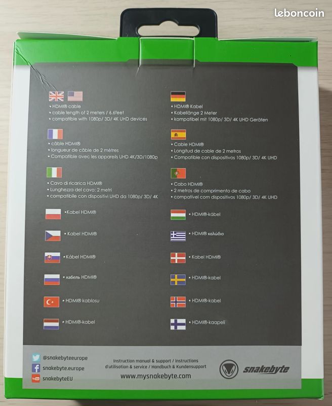 Câble HDMI 4K pour XBOX 360 ONE ONE S ou autres Snakebyte longueur 2 mètres (image 2)