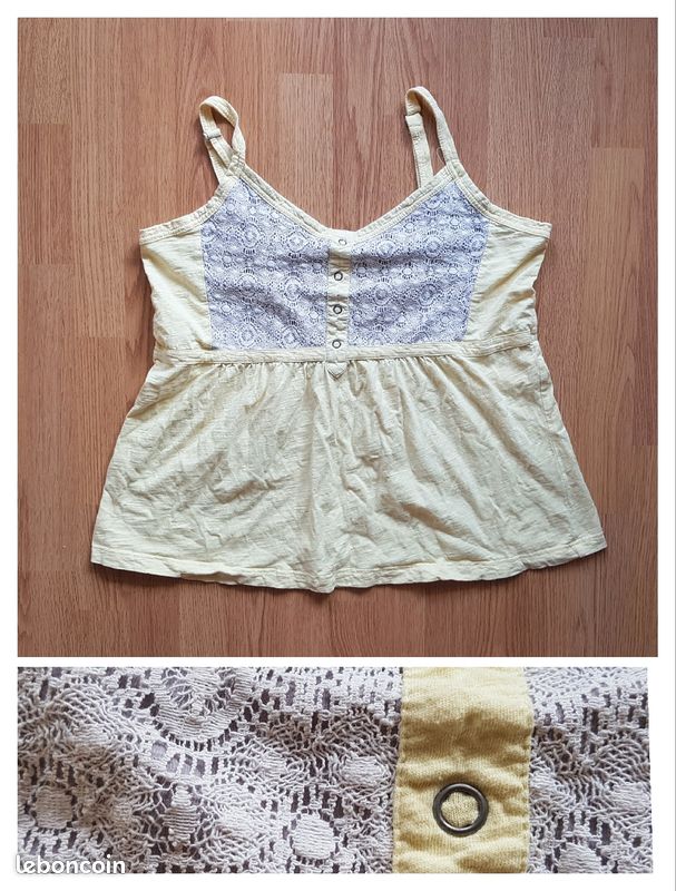 Top à bretelles dentelles empire peplum dos nus sans manches (image 1)