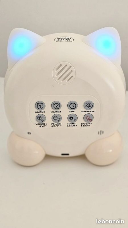 Réveil éducatif enfant chat LED - veilleuse,
double alarme, température (neuf) (image 5)