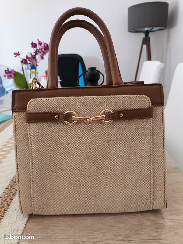 Petit sac paille et marron (image 1)