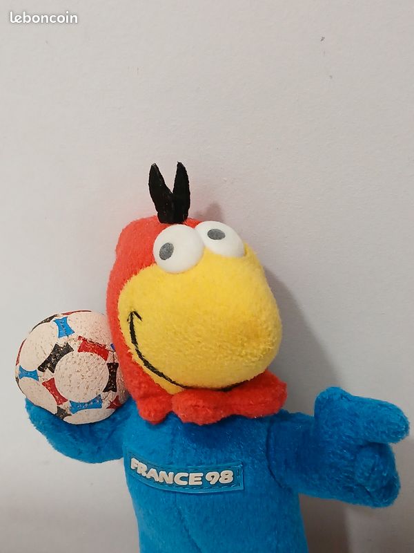 Affiche Originale Coupe Du Monde 1998 – Mascotte Footix, équipe De Saint-Étienne, Vintage