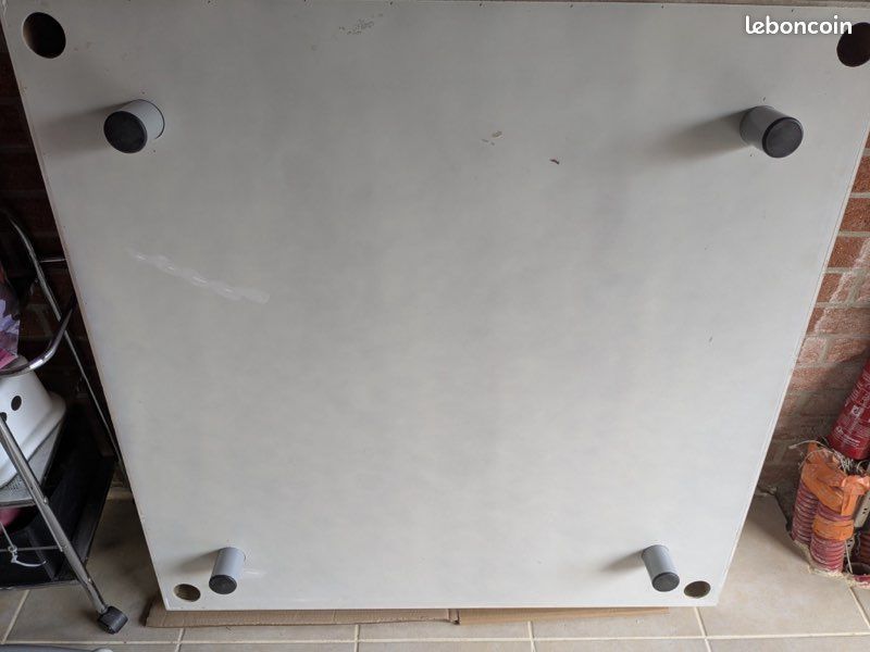 Table basse carrée salon design blanc 1m/1m (image 2)