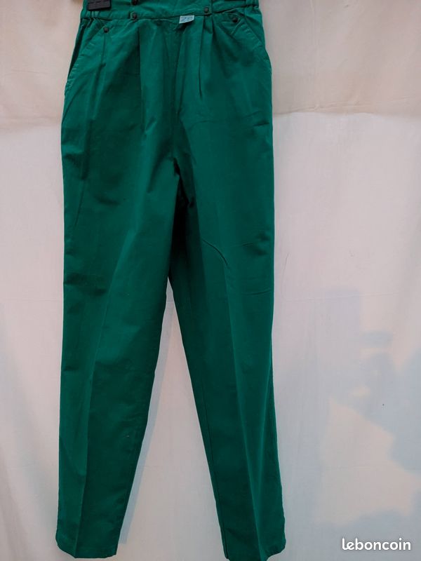Pantalon coton vert émeraude T 36 original BE (image 6)