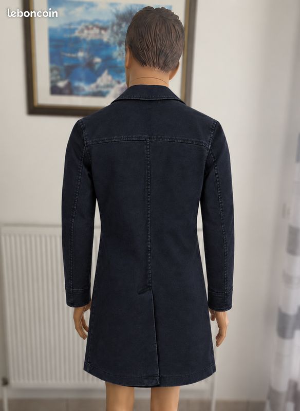 Manteau Court Caban noir/bleu marine Homme Taille S – Zippé Boutons pressions Poches Intérieur matelassé – DDP – Automne / Printemps (Mi-saison) Quotidien / Ville (image 2)